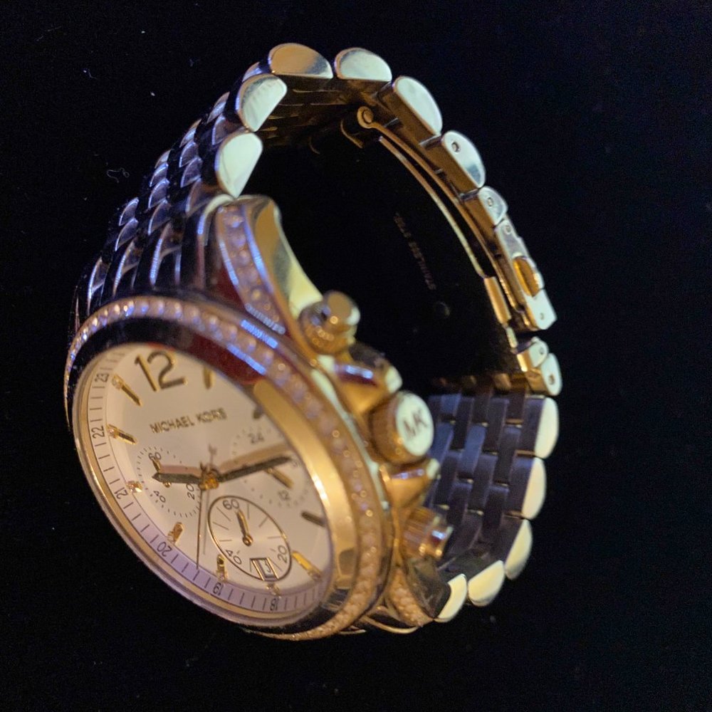 - MICHAEL KORS Pressley Chronograph White Dial Gold-tone Ladies Watch - Picture 2 of 4
